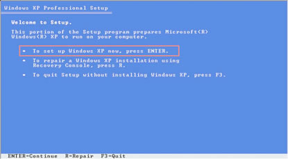 xpsetupinstalla Il PC si riavvia di continuo con un menù nero...