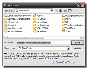 save as pdf Creare file PDF