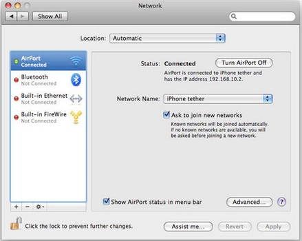 fase3 Trasformare Iphone in un modem wireless